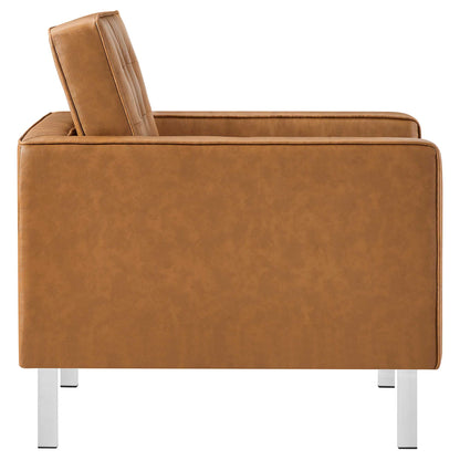 Loft Tufted Vegan Leather Armchair and Ottoman Set by Modway