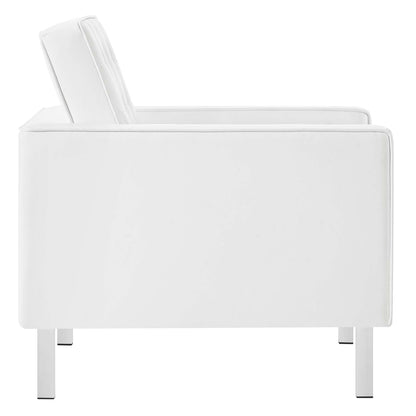 Loft Tufted Vegan Leather Armchair and Ottoman Set by Modway