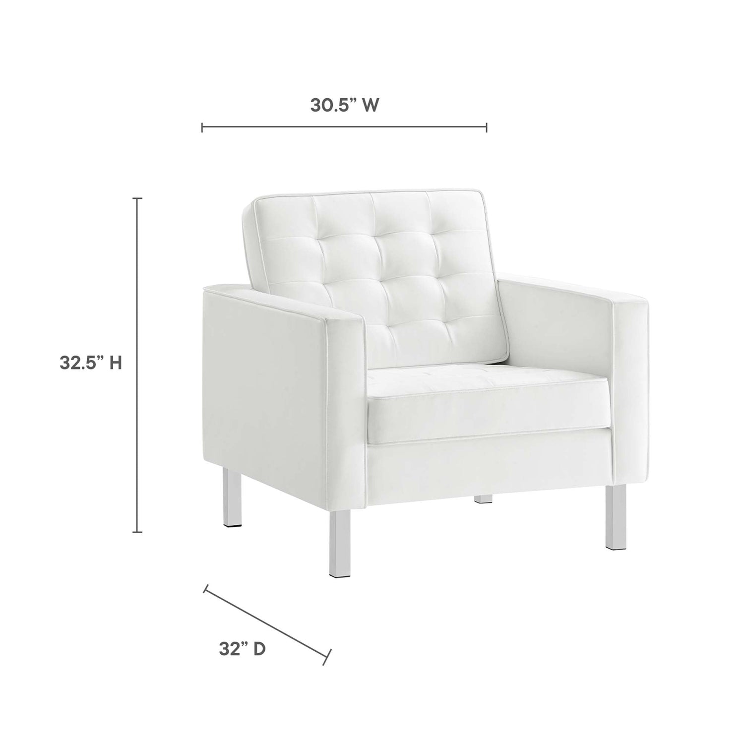 Loft Tufted Vegan Leather Armchair and Ottoman Set by Modway