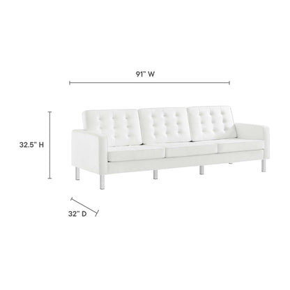 Loft Tufted Vegan Leather Sofa and Ottoman Set by Modway