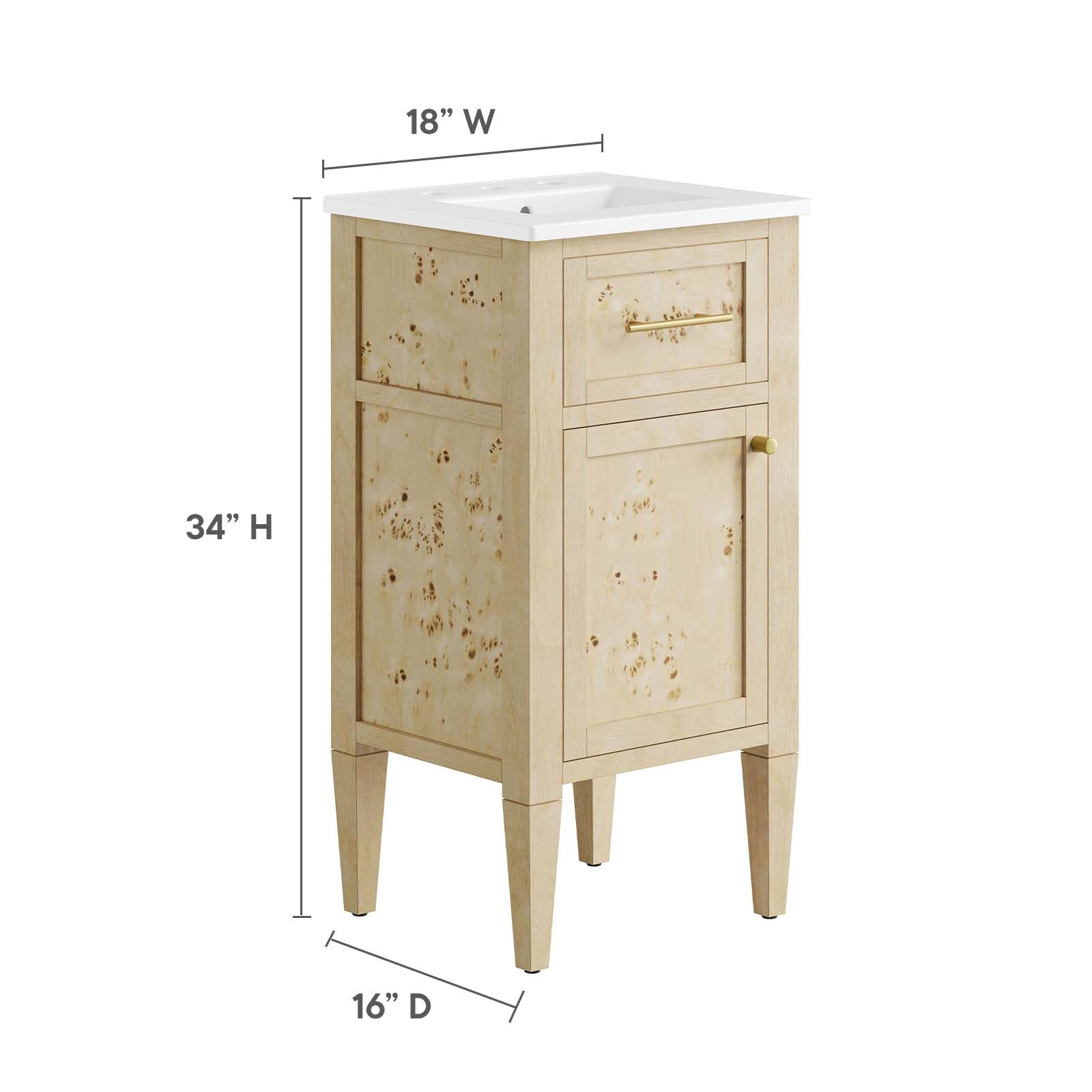 Elysian 18&quot; Wood Bathroom Vanity By HouseBean