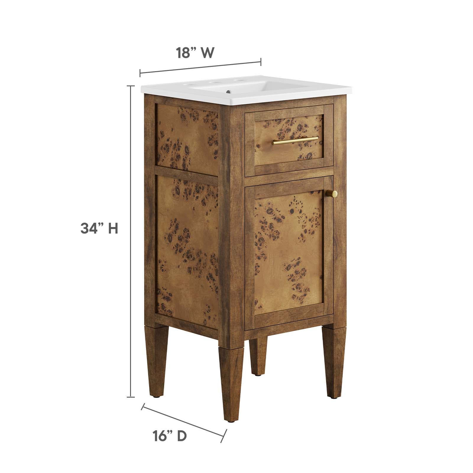 Elysian 18&quot; Wood Bathroom Vanity By HouseBean