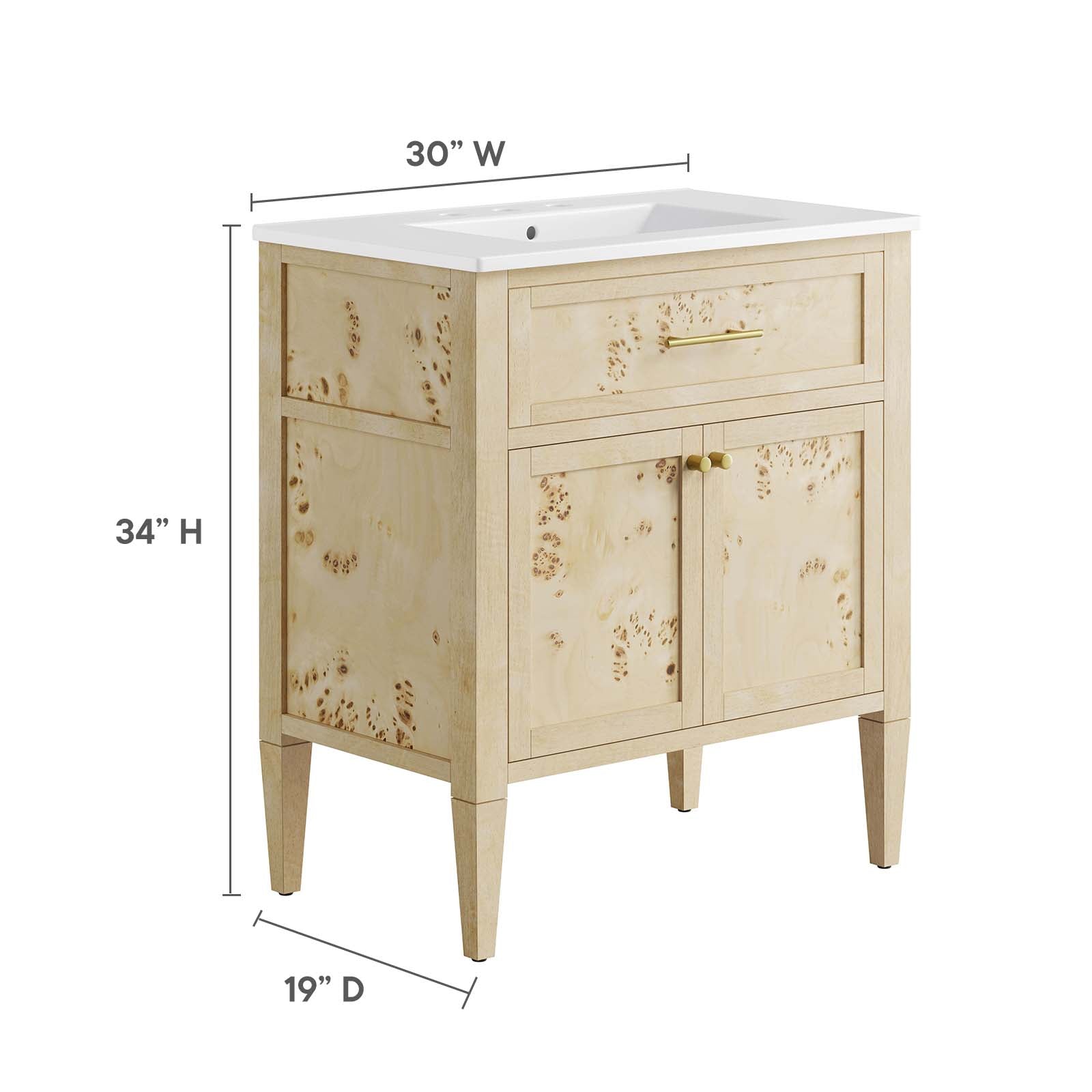 Elysian 30&quot; Wood Bathroom Vanity By HouseBean