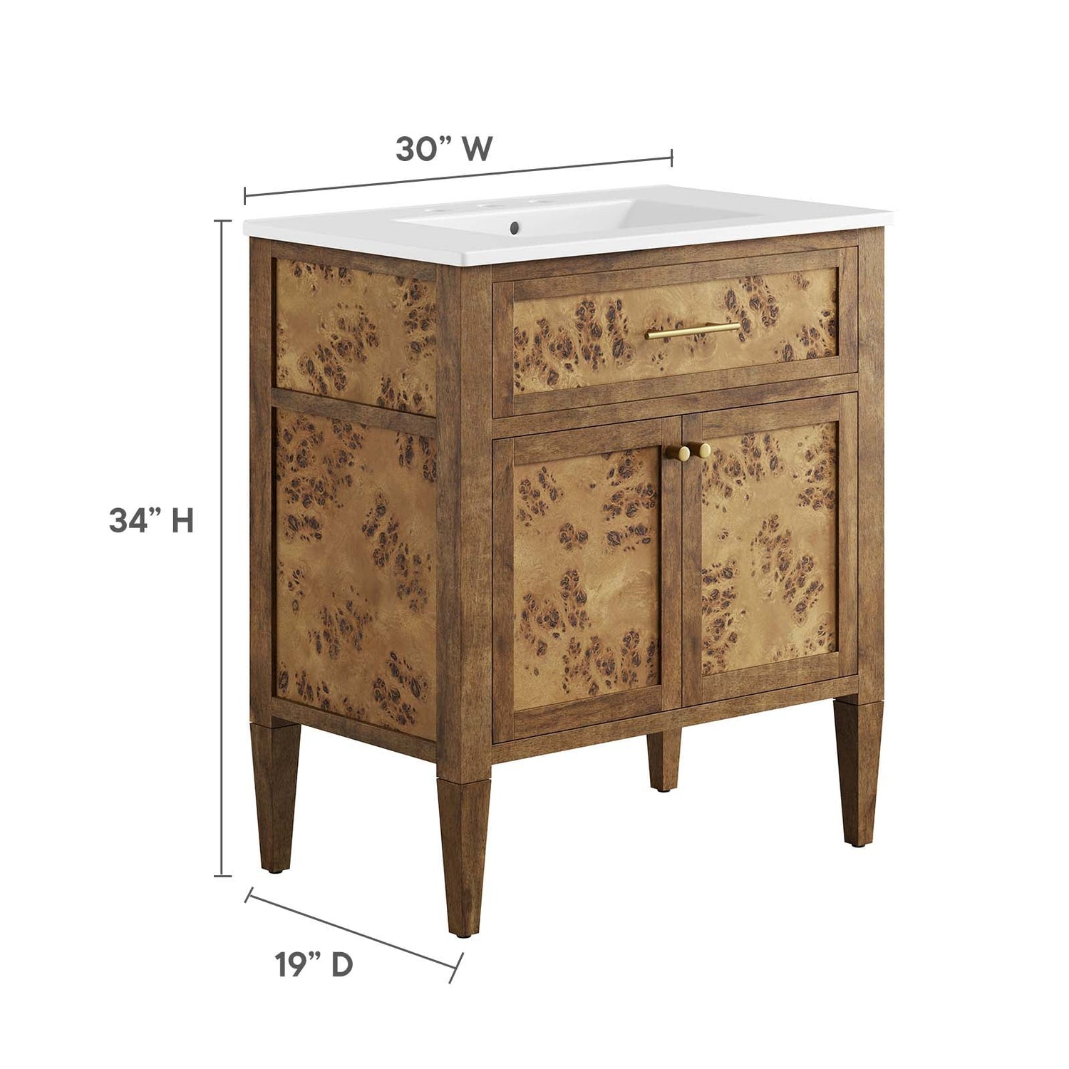 Elysian 30&quot; Wood Bathroom Vanity By HouseBean