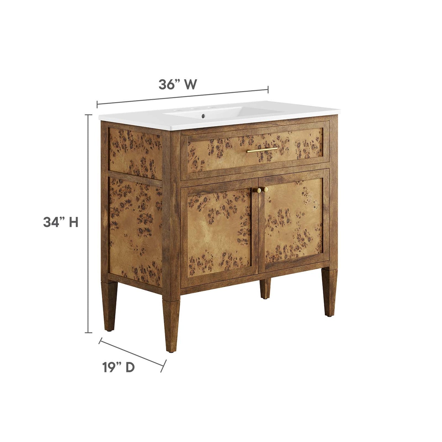 Elysian 36&quot; Wood Bathroom Vanity By HouseBean