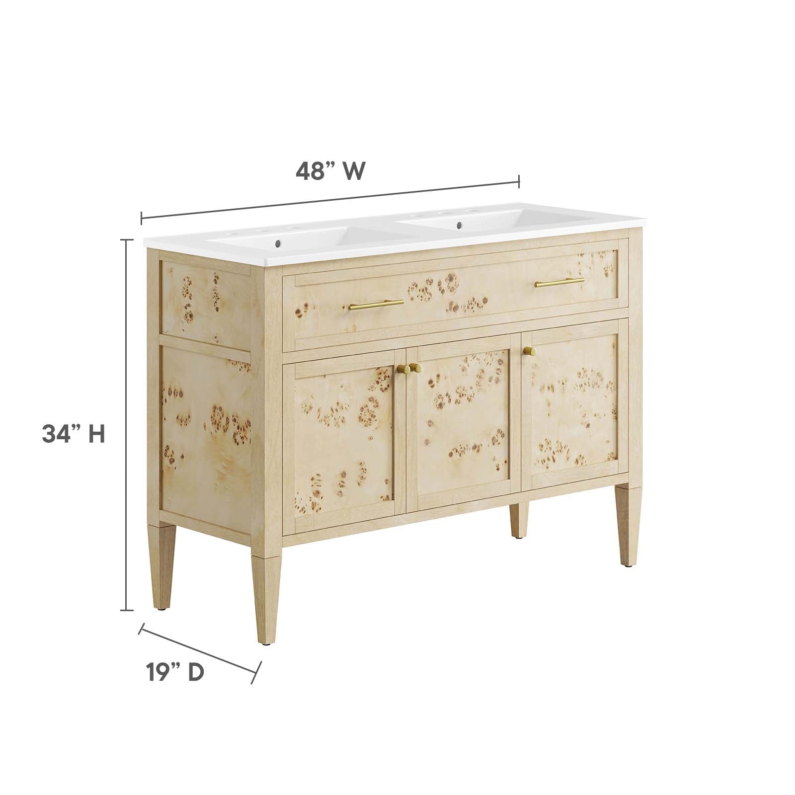 Elysian 48&quot; Wood Double Sink Bathroom Vanity By HouseBean