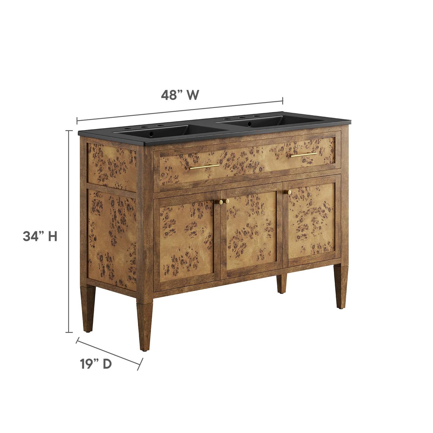 Elysian 48&quot; Wood Double Sink Bathroom Vanity By HouseBean