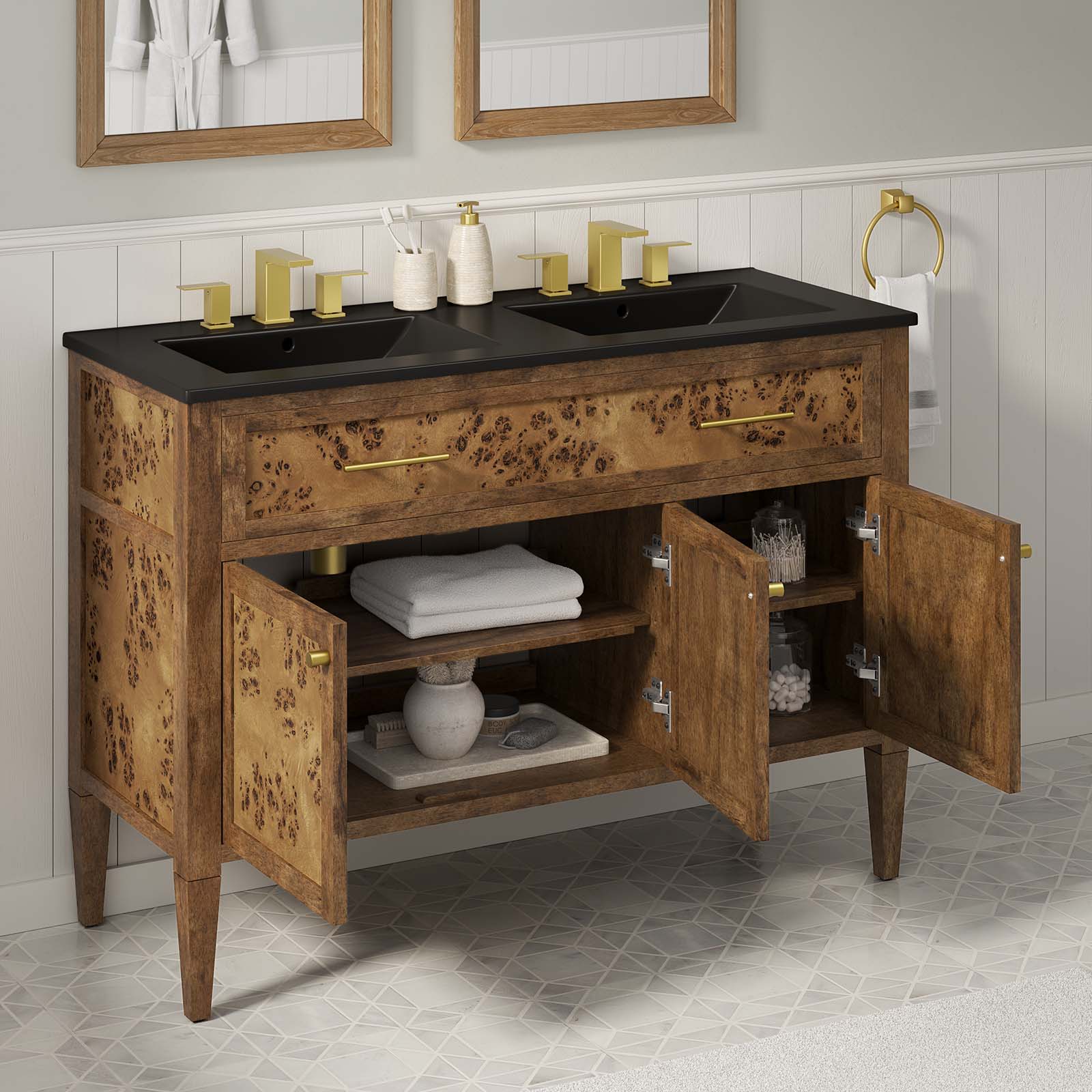 Elysian 48&quot; Wood Double Sink Bathroom Vanity By HouseBean