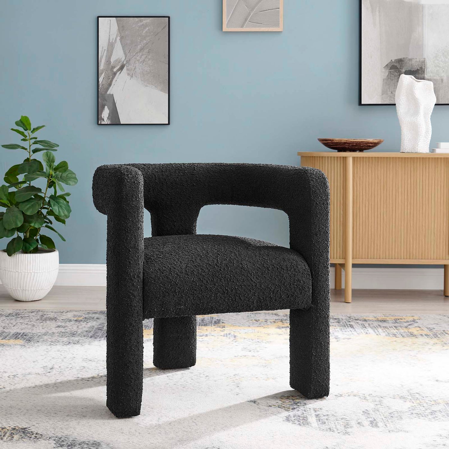 Kayla Boucle Upholstered Armchair By HouseBean