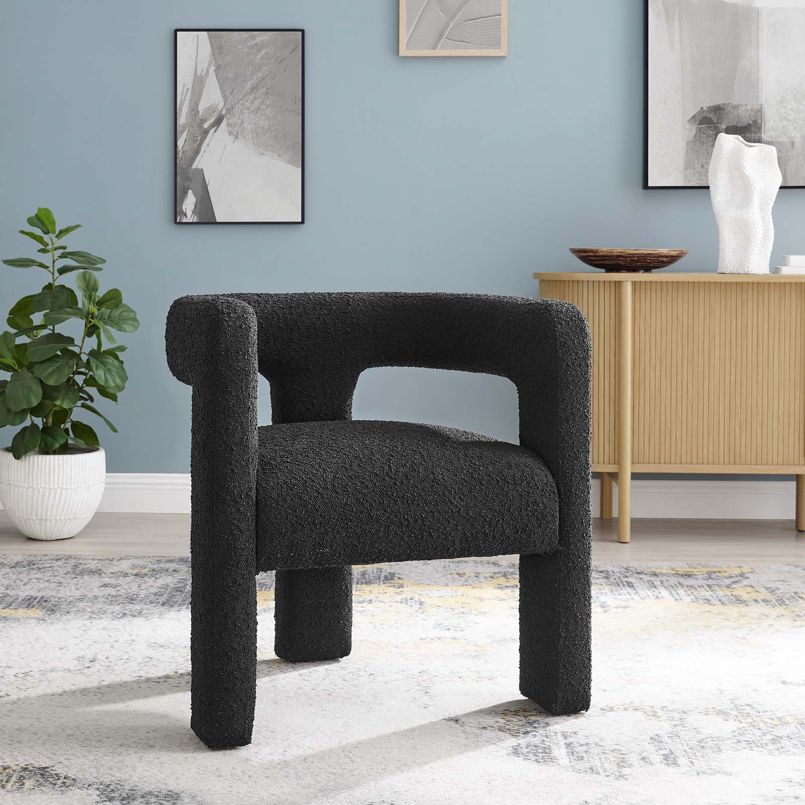 Kayla Boucle Upholstered Armchair By HouseBean