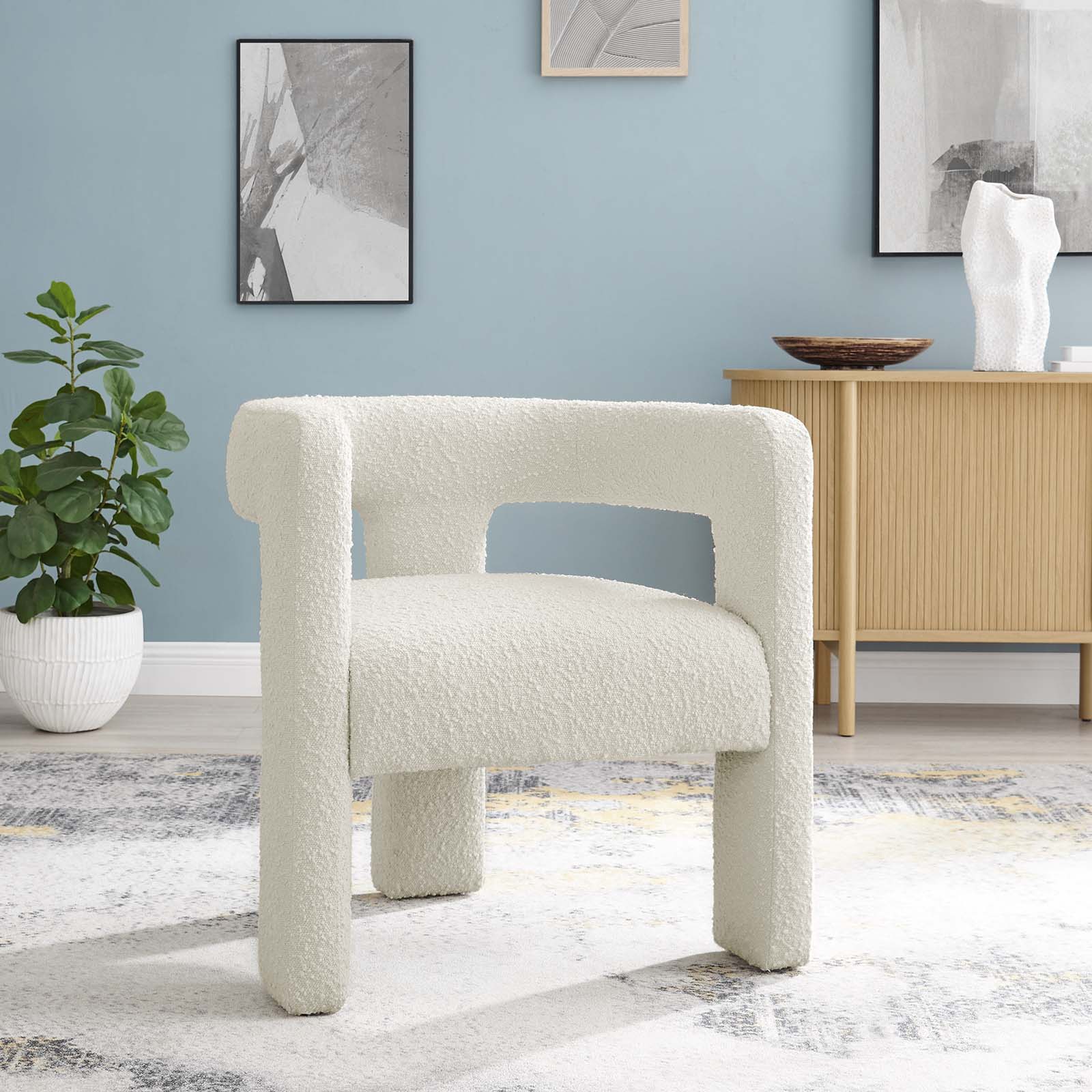 Kayla Boucle Upholstered Armchair By HouseBean