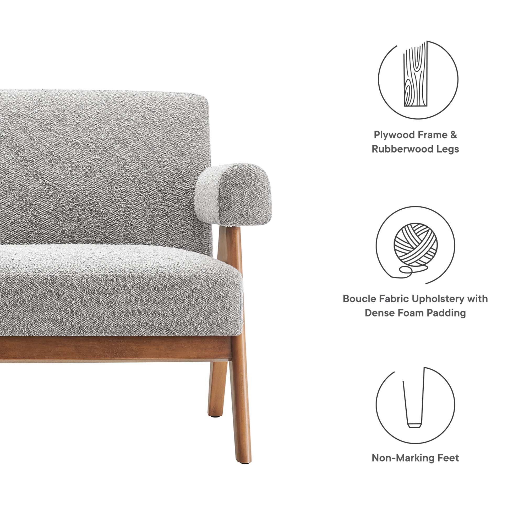 Lyra Boucle Fabric Loveseat by Modway