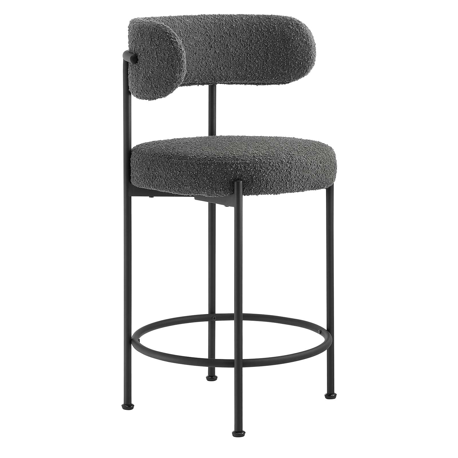 Albie Boucle Fabric Counter Stools - Set of 2 By HouseBean