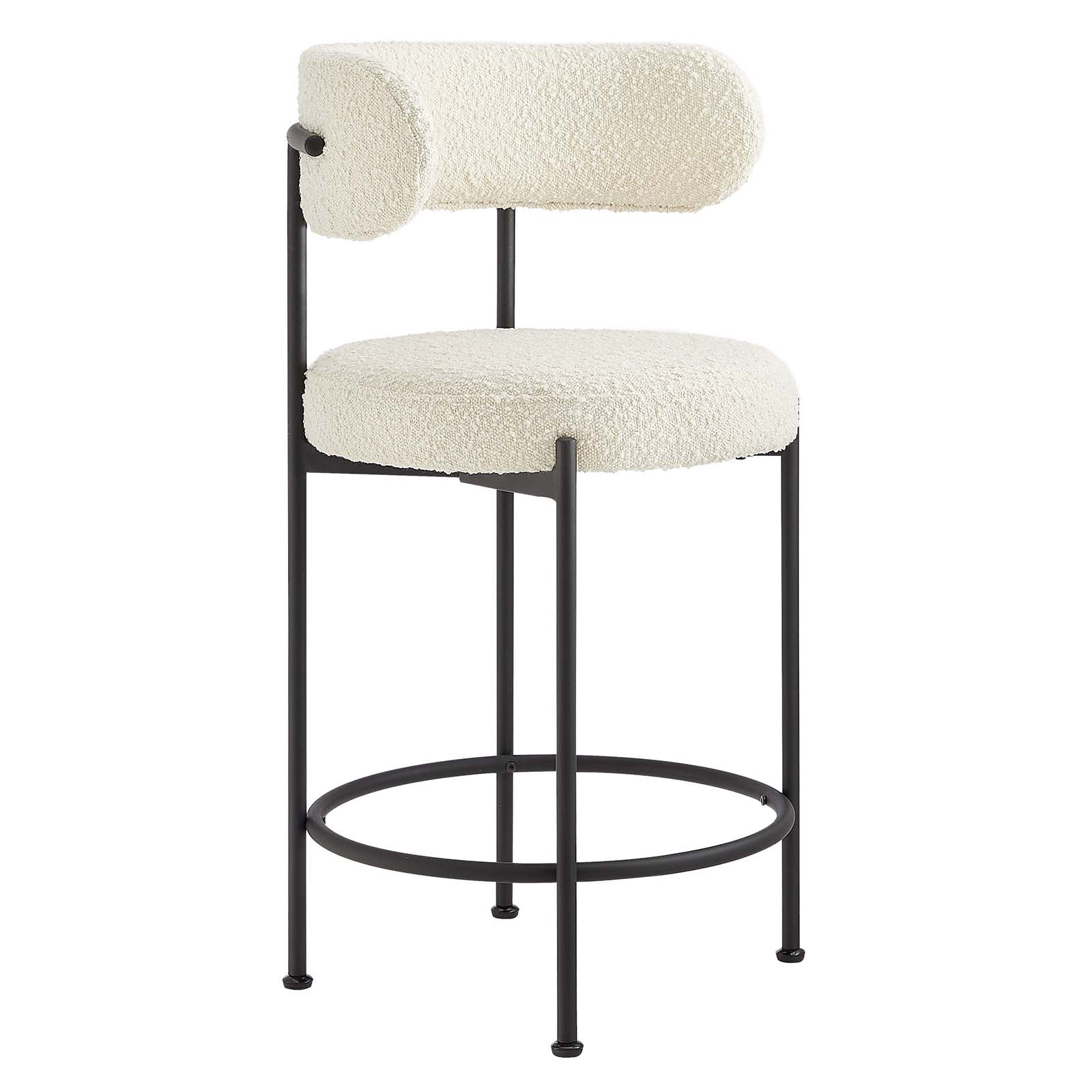 Albie Boucle Fabric Counter Stools - Set of 2 By HouseBean