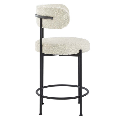 Albie Boucle Fabric Counter Stools - Set of 2 By HouseBean