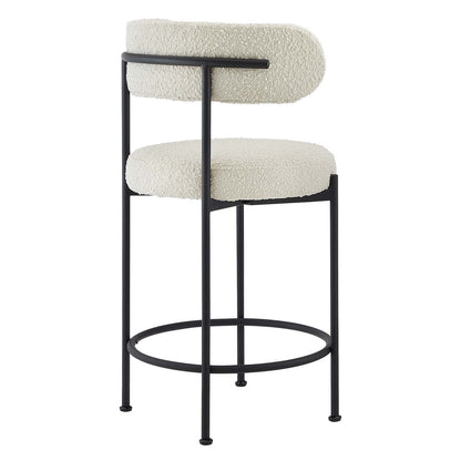 Albie Boucle Fabric Counter Stools - Set of 2 By HouseBean