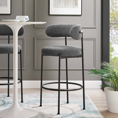 Albie Boucle Fabric Bar Stools - Set of 2 By HouseBean