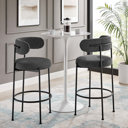 Albie Boucle Fabric Bar Stools - Set of 2 By HouseBean