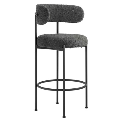 Albie Boucle Fabric Bar Stools - Set of 2 By HouseBean