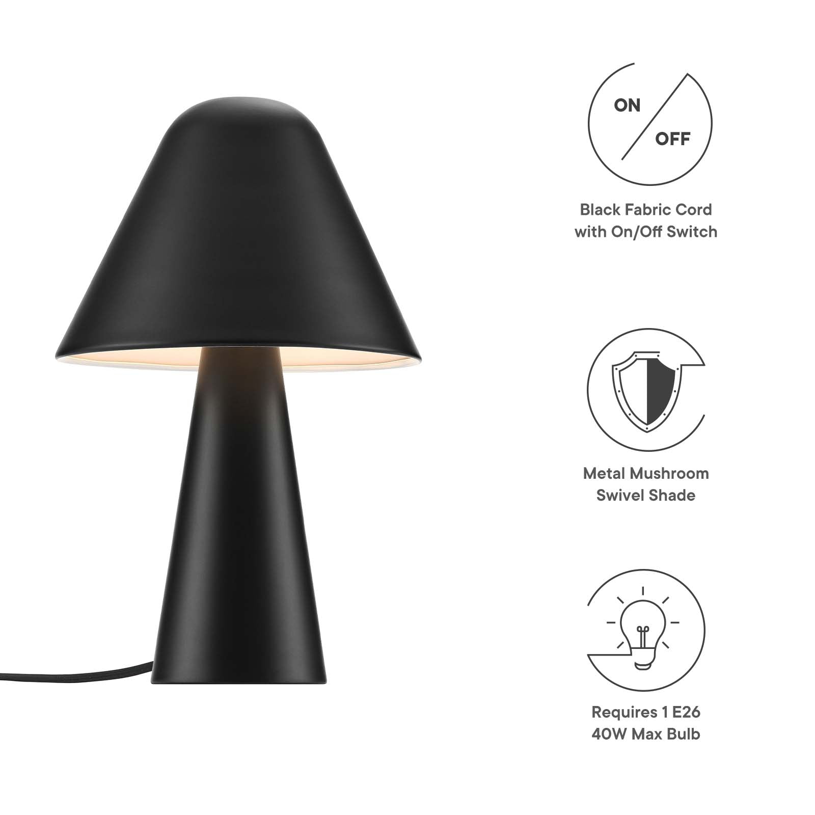 Jovial Metal Mushroom Table Lamp by Modway