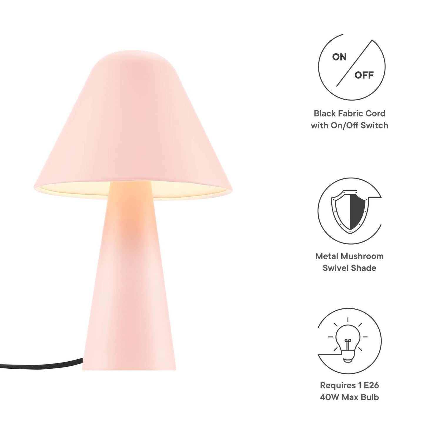 Jovial Metal Mushroom Table Lamp by Modway