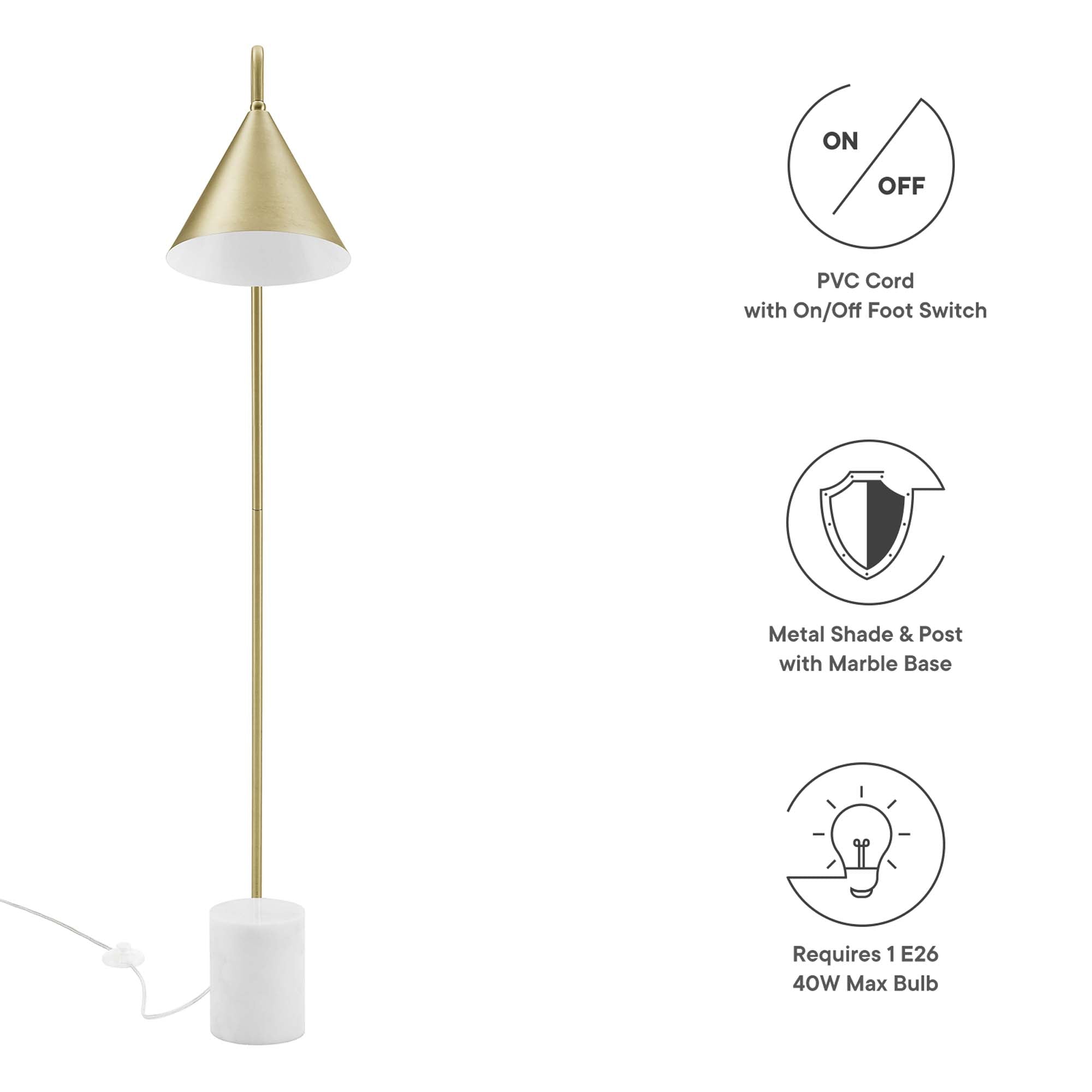 Ayla Marble Base Floor Lamp by Modway