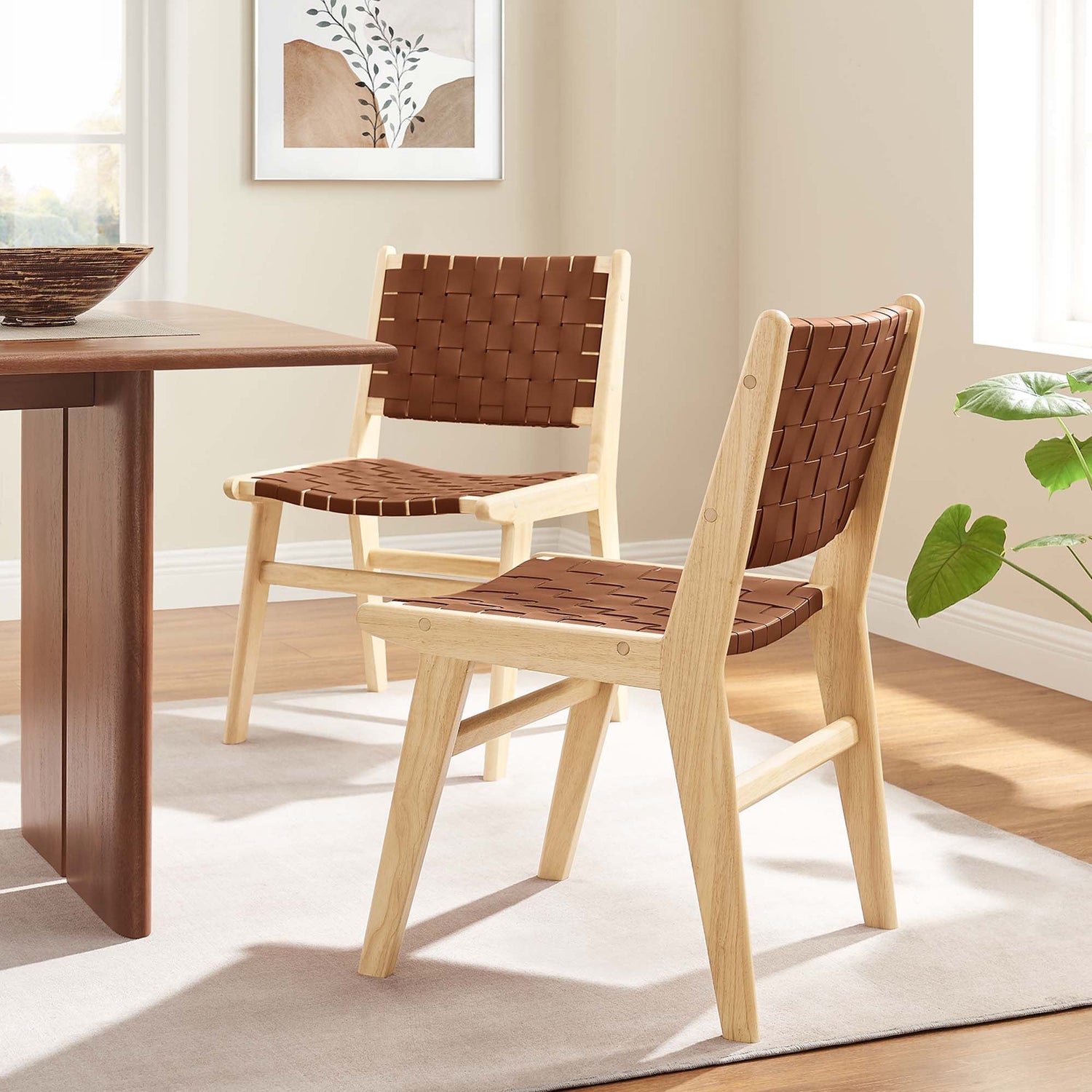 Saoirse Faux Leather Wood Dining Side Chair - Set of 2 by Modway