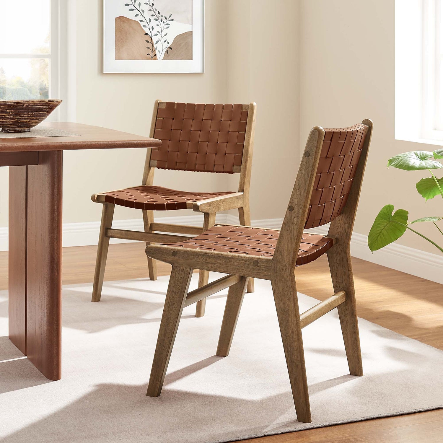Saoirse Faux Leather Wood Dining Side Chair - Set of 2 by Modway