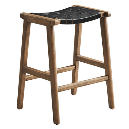 Saoirse Faux Leather Wood Counter Stool - Set of 2 By HouseBean