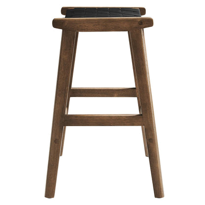 Saoirse Faux Leather Wood Counter Stool - Set of 2 By HouseBean