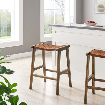 Saoirse Faux Leather Wood Counter Stool - Set of 2 By HouseBean