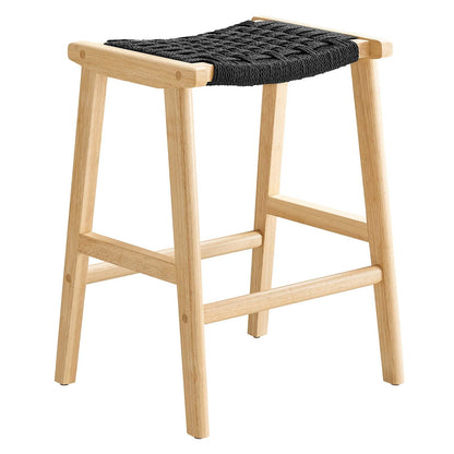 Saoirse Woven Rope Wood Counter Stool - Set of 2 By HouseBean