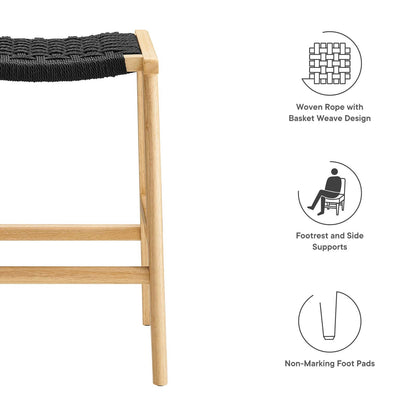 Saoirse Woven Rope Wood Counter Stool - Set of 2 By HouseBean