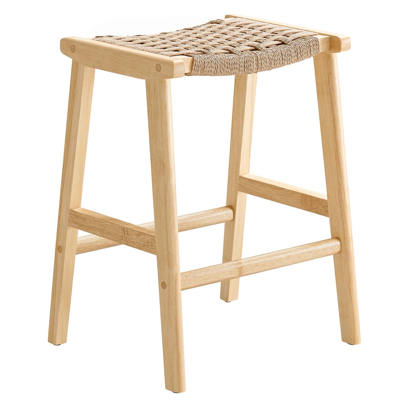 Saoirse Woven Rope Wood Counter Stool - Set of 2 By HouseBean