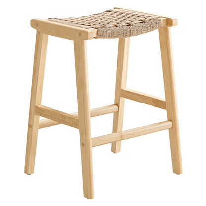 Saoirse Woven Rope Wood Counter Stool - Set of 2 By HouseBean