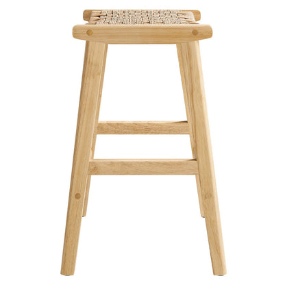 Saoirse Woven Rope Wood Counter Stool - Set of 2 By HouseBean