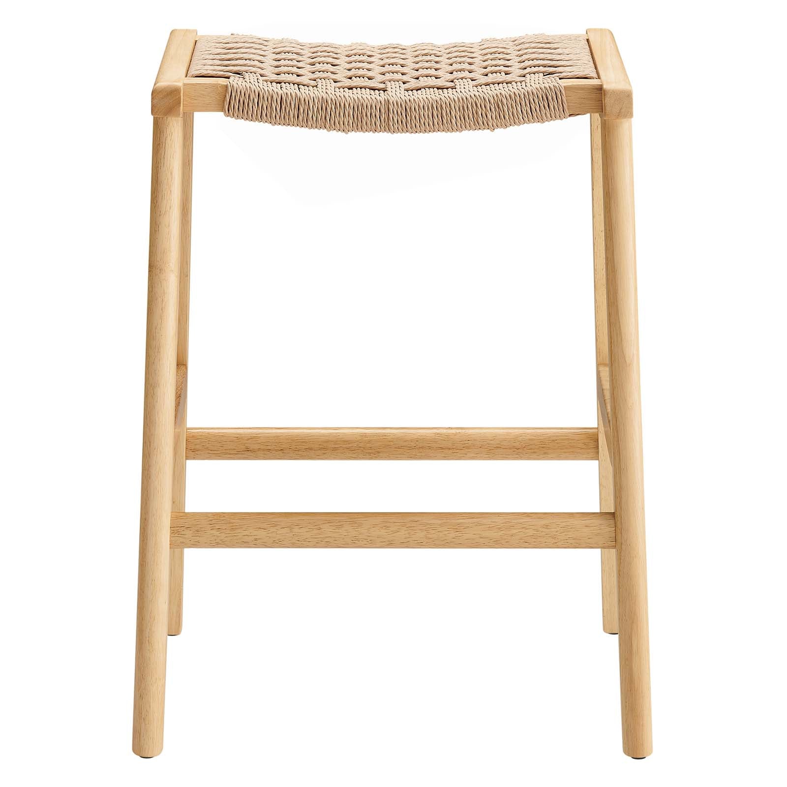 Saoirse Woven Rope Wood Counter Stool - Set of 2 By HouseBean