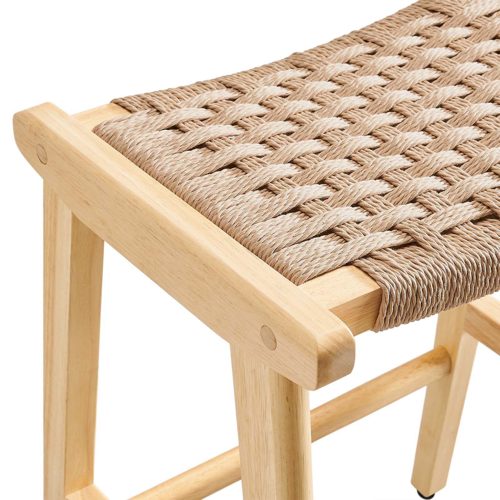 Saoirse Woven Rope Wood Counter Stool - Set of 2 By HouseBean