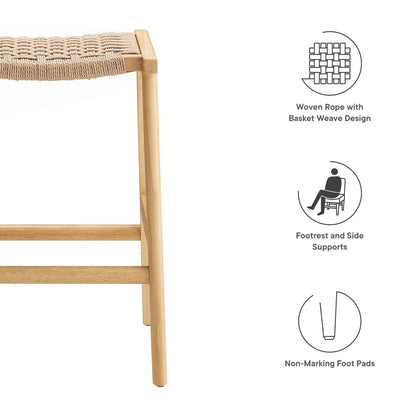 Saoirse Woven Rope Wood Counter Stool - Set of 2 By HouseBean