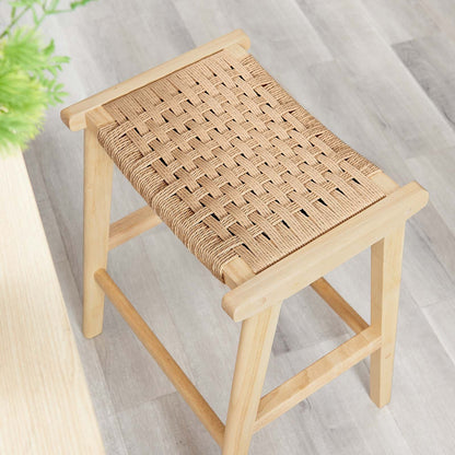 Saoirse Woven Rope Wood Counter Stool - Set of 2 By HouseBean