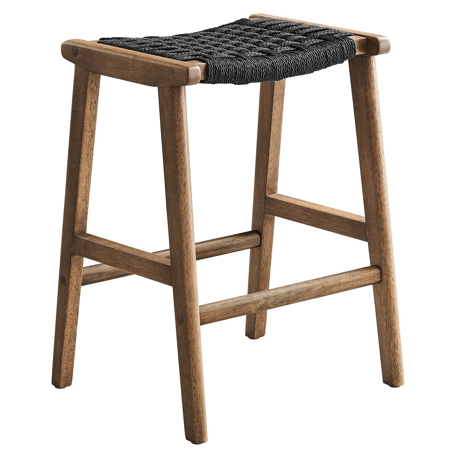 Saoirse Woven Rope Wood Counter Stool - Set of 2 By HouseBean