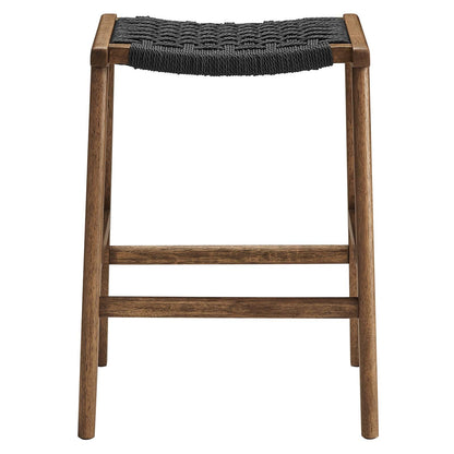 Saoirse Woven Rope Wood Counter Stool - Set of 2 By HouseBean