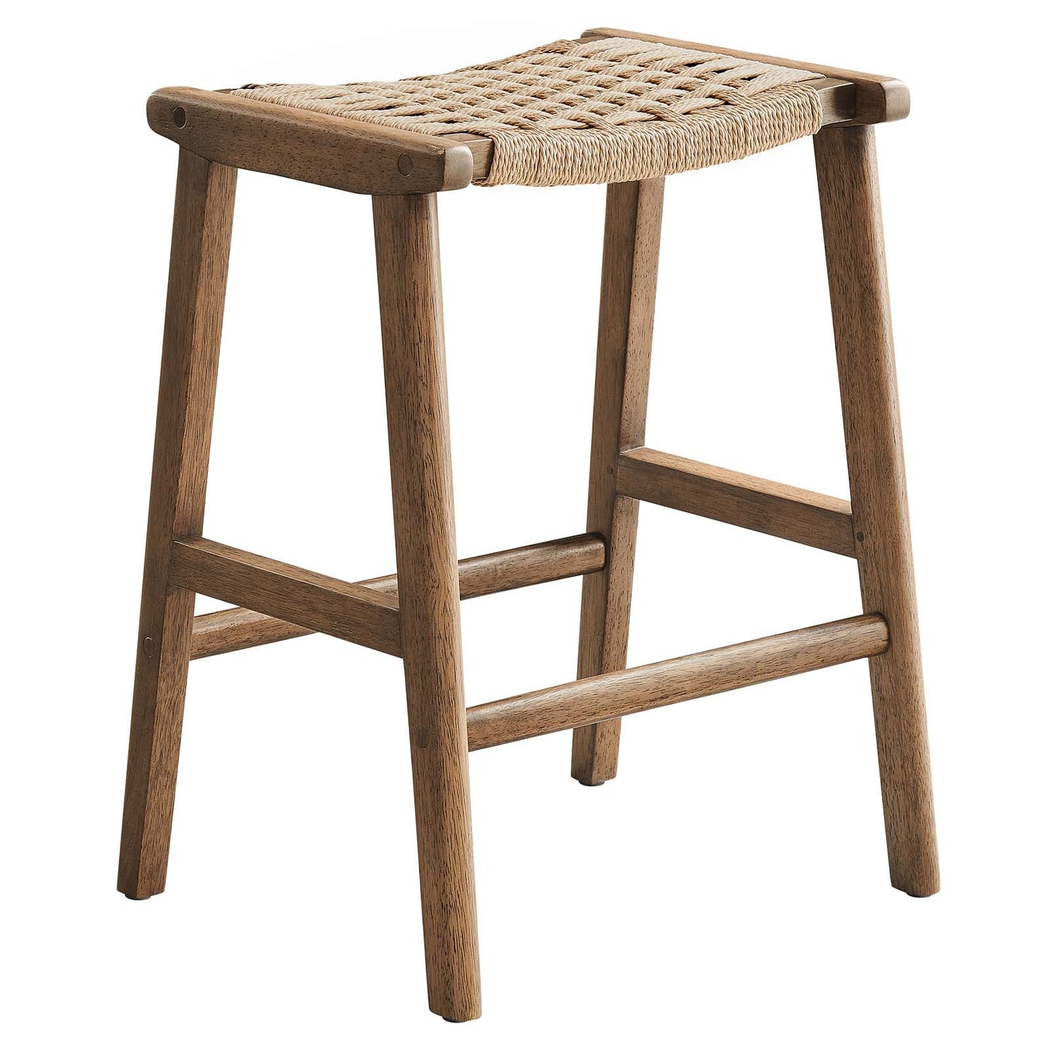 Saoirse Woven Rope Wood Counter Stool - Set of 2 By HouseBean