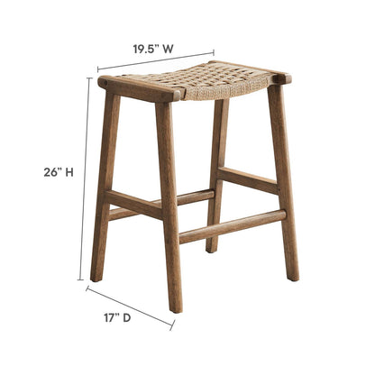 Saoirse Woven Rope Wood Counter Stool - Set of 2 By HouseBean