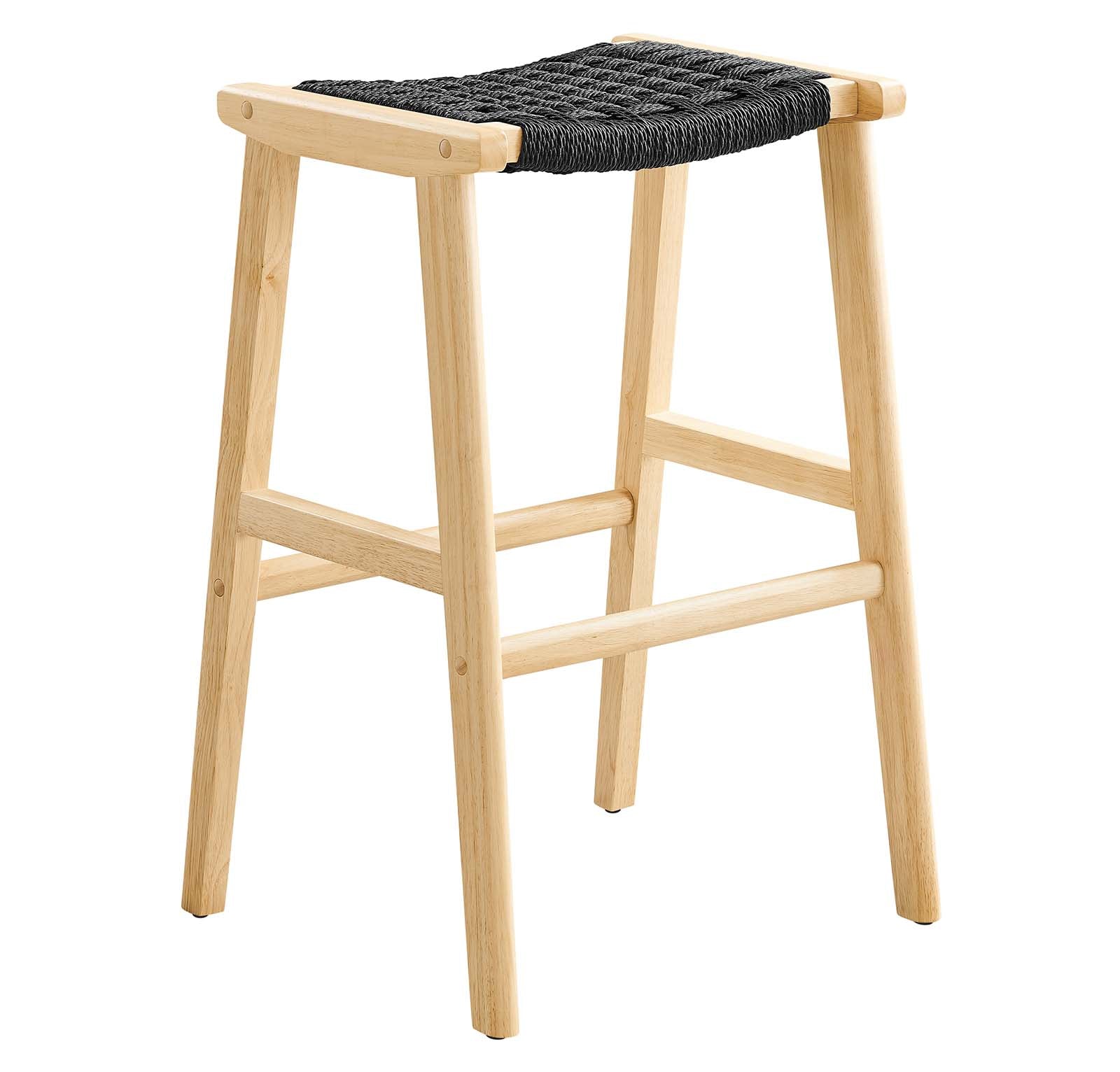 Saoirse Woven Rope Wood Bar Stool - Set of 2 By HouseBean