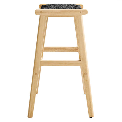 Saoirse Woven Rope Wood Bar Stool - Set of 2 By HouseBean