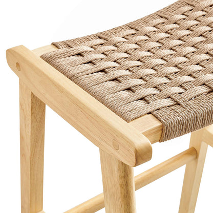 Saoirse Woven Rope Wood Bar Stool - Set of 2 By HouseBean