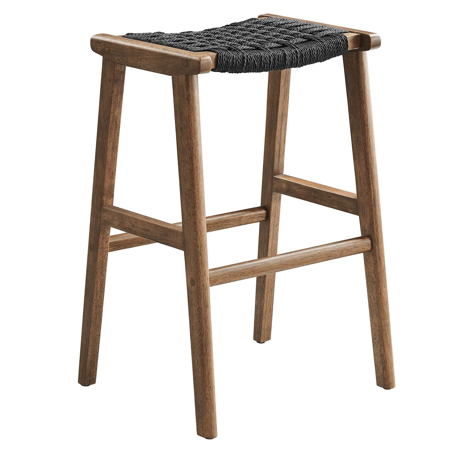 Saoirse Woven Rope Wood Bar Stool - Set of 2 By HouseBean