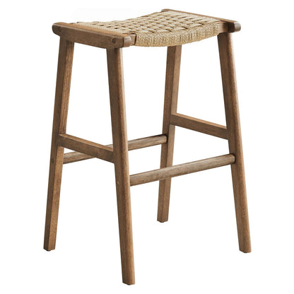 Saoirse Woven Rope Wood Bar Stool - Set of 2 By HouseBean