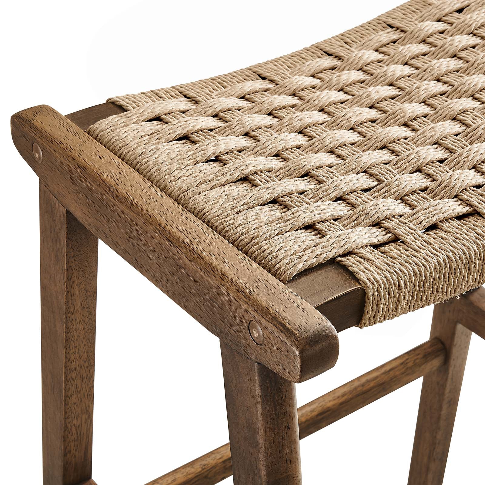 Saoirse Woven Rope Wood Bar Stool - Set of 2 By HouseBean